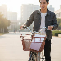Large Capacity Front Metal Cycle Basket Multiuse Front Bike Basket Easy to Install Transport Gear Portable for Students, School, Shopping, Commuting