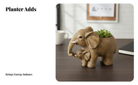 Modern Decor Mother and Baby Elephant Statue Creative Gift Resin Creature Statue Adorable Design for Plant Lovers, Living Room, Office