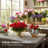 Metal Flower Vase Elegant Centerpiece House Decoration Gold Finish for Desktop