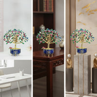 Peaches Tree with Golden Simian-Tone Peaches Tree Ornament Enamel-Style Sculpture for Homeowners, Entryway Table