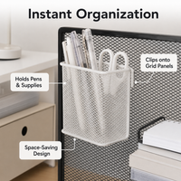 Metal Mesh Pen Holder, Hanging Square Desk Tidy, Pen Pot for Office Workers & Students, Stationery Organiser