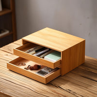 Solid Wooden Desk Organizer with Drawers Sturdy Desktop Organizer with Drawers Long-Lasting Storage Box Smooth for Office