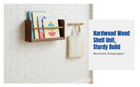 Hardwood Children's Book Display, Wall-Mounted Picture Book Rack, Minimalist Storage Shelf, Magazine Organizer