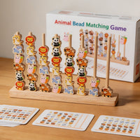 Parent-Child Play Creature Bead Matching Game Educational Child-Centered Wooden Bead Game Early Cognitive Development Wooden Color Matching Toy Fine Movement Skills for Children, Toddlers