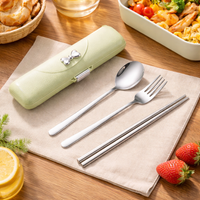 Portable Cutlery Set, Made of 304 Stainless Steel, Chopsticks, Spoon, Fork Set, With Case, For Office & Outdoor