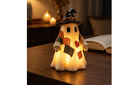 Ghost Figurine with Witch Hat Resin Ghost Statue with Witch Hat Tabletop Ornament Quirky Cute for Shelf, Mantel