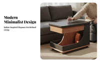 Rolling C-Shaped Table Minimalist aesthetic Rolling C-Shaped Stand Multi-Functional Bottom Storage Shelf for Seniors, Homeowners
