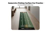 Non-Slip Base Golf Putting Mat Easy Storage Putter Training Mat Roll-up Design Putting Practice Carpet Alignment Guides for Golfers, Beginners, Office Workers, Home, Backyard, Garage, Balcony