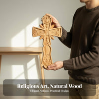 European Design Carved Orthodox Cross Handmade Hand Carved Wooden Cross Unique Design for Christians, Homeowners, Prayer Room, Home Decor