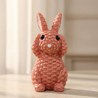 3 Pieces See Hear Speak No Evil Bunnies Gentle and Soothing Resin Basketweave Bunny Set Home Decor Animal Figurine for Children, Nursery, Desktop