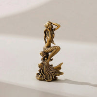 Seated Mermaid Figurine Antique Style Mermaid Figurine Miniature Ornament for Collectors, Bookshelf, Desk, Aquarium