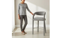 High Back Bar Stool Solid Wood Frame Upholstered Counter Stool Luxury Style Modern Curved Back Bar Chair for Kitchen, Dining Room