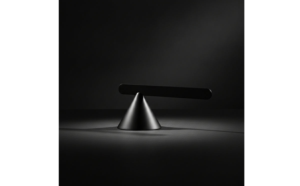 Geometric Sculpture Matte Black Sculpture with Cone Base Minimalist Art Piece for Clean-Lines Lovers, Interior Designers, Display Shelf, Office