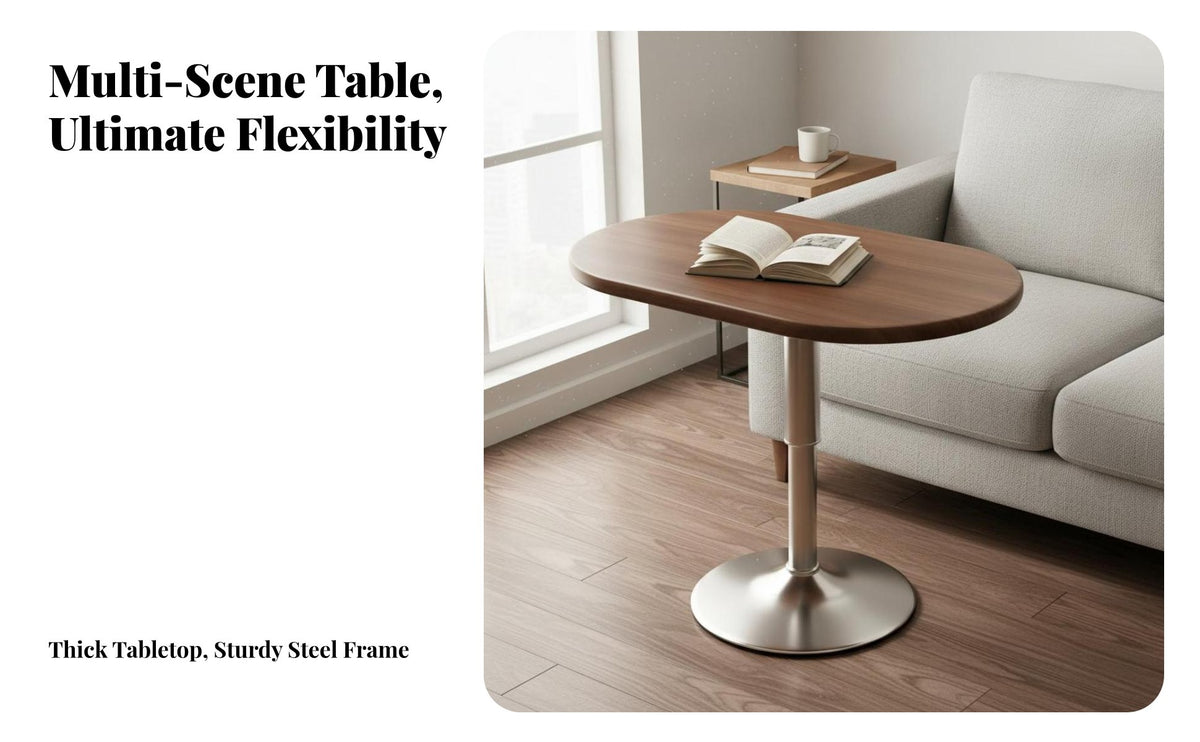 Multi-Functional Swivel Top Laptop Desk Space-Saving Design Adjustable Height Sofa Table Stable Base Lift Top Sofa Table Rounded Corners for Students, Home Office Workers, Apartment Dwellers, Dorm Room, Bedroom, Study, Small Areas