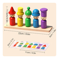 Wooden Matching Toy with Cards Fine Motor Color Matching Toy with Pegs Sorting Box with Cards Hands-on Hand-Eye Coordination