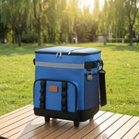 Portable Insulated Cooler Bag with Wheels, Large Capacity for Outdoor Picnics, Car Travel, and Food Delivery