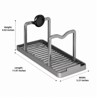 Pot Lid Holder, Utensil Holder, Spoon Rest, 2-Layer Countertop Pot Lid Organiser Rack, Modern Minimalist Kitchen Organiser