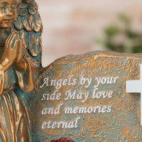 Intricate Details Kneeling Angel Statue Gift Idea Cross Memorial Ornament Hand-Painted for Graveyard