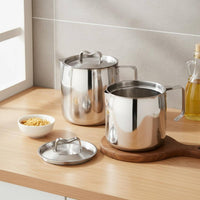 Leak-Proof-Leak-Proof-Preventing Spout Stainless Steel Oil Filter Pot Cooking Oil Keeper with Filter Large Capacity Grease Separator Pot Multi-Purpose
