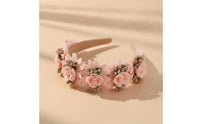 Headband with Faux Flowers Romantic Floral Hair Accessory Flower Crown Dressy Hairband Boho for Women, Weddings, Photoshoots