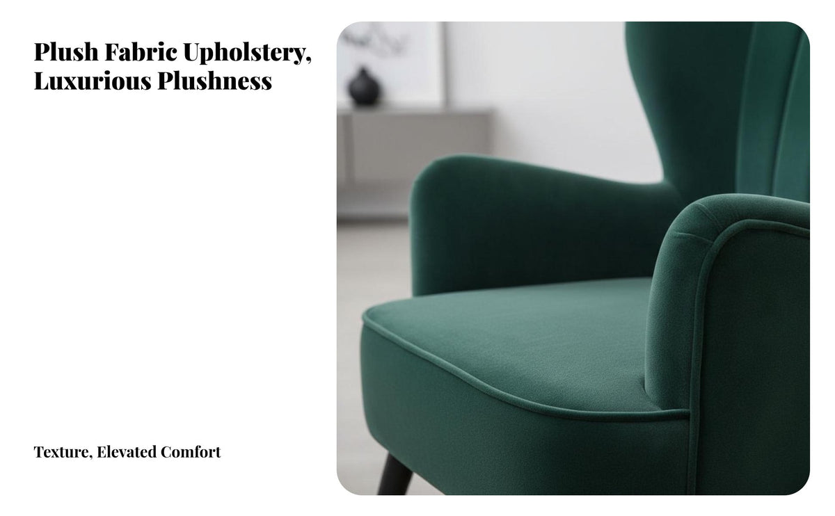 Modern Minimalist Design Upholstered High-Back Armchair High Backrest Support Indoor Furniture Sumptuous Upholstery Accent Chair Thickly Padded Cushion for Salon Owners, Interior Decorators, Bedroom, Reception Area, Dressing Room, Office