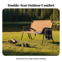 Foldable Two-Person Folding Bench Lightweight 2-Person Loveseat Quick Setup Camping Chair Heavy Duty for Campers, Couples, Families, Picnic, Beach, Fishing, Barbecue