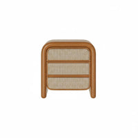 Japanese aesthetic Wicker Front Bedside Cabinet Rattan Design Nightstand Vintage Inspired Storage Furniture space-saving Size for Apartment Dwellers, Homeowners, Students, Bedroom, Living Room, Entryway, Hallway