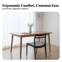 Mid-Century-Century Modern Aesthetic Upholstered Ladder-Back Chair Minimalist Design Kitchen Seating Curved Seat Household Furniture Long-Lasting Frame for Homeowners, Restaurant Owners, Families, Dining Room, Home Office, Cafe