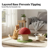 Scratch-Resistant Red Toadstool Cat Tree Sturdy and Stable Toadstool Cat Scratching Post With Dangling Toy Pet Furniture Space-Saving for Kittens, Small Cats, Living Room, Bedroom