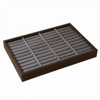 Wood-Grain Jewelry Display Tray Gray Gray Interior Jewelry Tray Rectangular Accessory Storage uncoveredTop