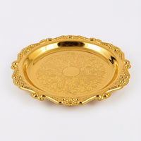 Ornate Tray with Scalloped Rim Embossed Trinket Dish Decorative Jewelry Tray Reflective for Vanity