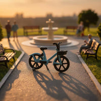 1:64 Miniature Scale Figure Highly Detailed Girl with Two-Wheeled Vehicle Model Tiny People Figurine Meticulous Workmanship