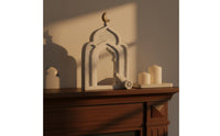 Middle Eastern Architecture Ornament Arabic Style Ramadan Decoration Gold Accents Eid Mubarak Decor for Dining Table, Living Room