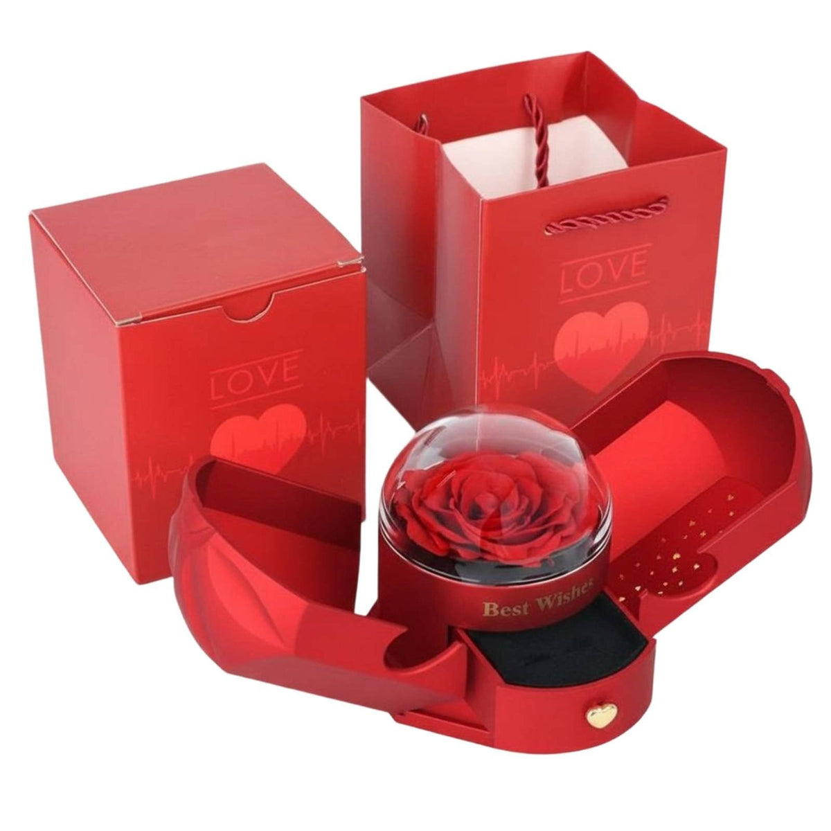 Celestial Feather Flower Jewelry Box Elegant Packaging Preserved Flower Gift Box Everlasting Flower Necklace Case