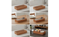 Wicker Cutlery Basket Rattan Cutlery Tray Low-Profile for Countertop, Buffet