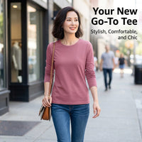 Womens Tops Long Sleeve T Shirts for in Loose Fit, Ladies Made from 95% Material for Ventilated Comfort, Pullover for Everyday Wear