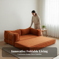 Foldable Design Fold-extendable Double Loveseat two-in-solePurpose Sleeper Sofa Vintage design aesthetic transformable Couch Space-Saving for Apartment Dwellers, Students, Small Spaces, Living Room, Lounge Area, Home Office