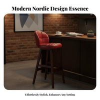 Modern Minimalist Design Upholstered High Stool with Backrest Ergonomic Design Bar Chair Sturdy Base Seating Furniture Easy to Assemble for Business Owners, Homeowners, Couples, Cafe, Restaurant, Eatery, Kitchen Island