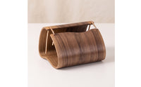 Wooden Tissue Box Holder Curved Tissue Dispenser with Metal Handles Natural Modern for Living Room, Bedroom