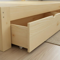 Fir Wood Bed Base Easy Assembly Solid Wood Bed Frame Reinforced Support Bedroom Furniture for Rental Apartment, Dorm Room