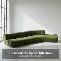 Bamboo-Leg sectional Sofa Curved Design sectional L-Shaped Sofa Deep Seat Living Room Furniture for Apartment Dwellers, Homeowners, Home, Lounge Area