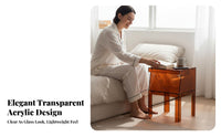 Minimalist & design dual-level Transparent Cabinet Easy to Clean Transparent 2-Tier Table Multi-Functional Nightstand Space-Saving for Interior Design lovers, Apartment Dwellers, homeowners, Bedroom, Living Room, Small areas, Entryway