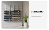 Space-Saving Wall Mounted Exercise Mat Rack Easy to Install Solid Wood Exercise Mat Storage Heavy Duty Foam Roller Wall Rack Keeps Gym Tidy