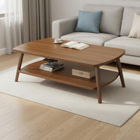 Space Saving Modern Minimalist Tea Table Thickened Tabletop Modern Coffee Table Sturdy Wood Legs Easy to Clean for Renters, Small Areas, Bedroom