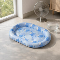 Oval Cooling Bed Recessed Center Polymer Gel Pet Bed Printed Pattern