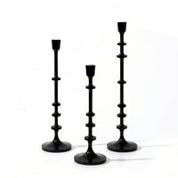 3 Pieces Taper Candle Holder with Round Base Black Taper Candle Holder Turned Decor for Brides
