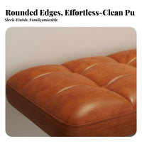 Comfortable Cushion Tufted Entryway Stool High-Density Sponge Padding Button-Tufted Ottoman Multi-Purpose Upholstered Bench Sturdy Frame for Families, Homeowners, Interior Designers, Cloakroom, Living Room, Bedroom