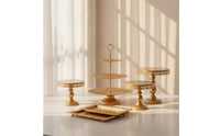 6 Pieces 3 Tier Cake Stand with Grip Handle Ornate Cake Stand Set Gold Pastry Serving Trays for Wedding Planners