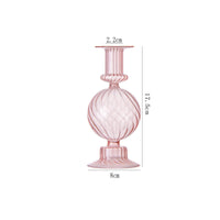 Glossy Finish Spherical Glass Candle Holder Translucent Ribbed Glass Candle Holder Broad Base Home Decor Narrow Top