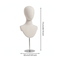 Mannequin Bust with Stand Height-Adjustable Mannequin Head with Shoulders Hat Display Bust textileCovered Hairpiece Display